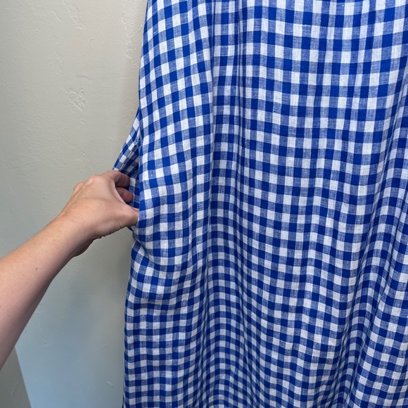 J. McLaughlin | Kris Gingham Linen Lightweight Boho Midi Shift Dress - Picture 8 of 14